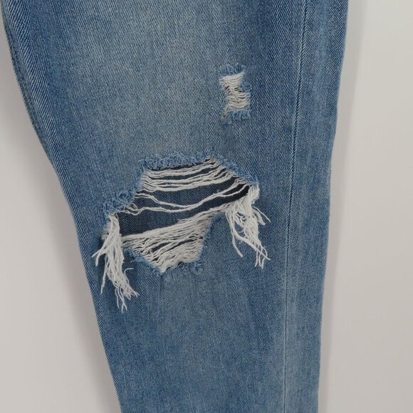 American Eagle Womens 4 Mom Jeans Blue Distressed Destroyed Denim Pants Cotton - Picture 5 of 14